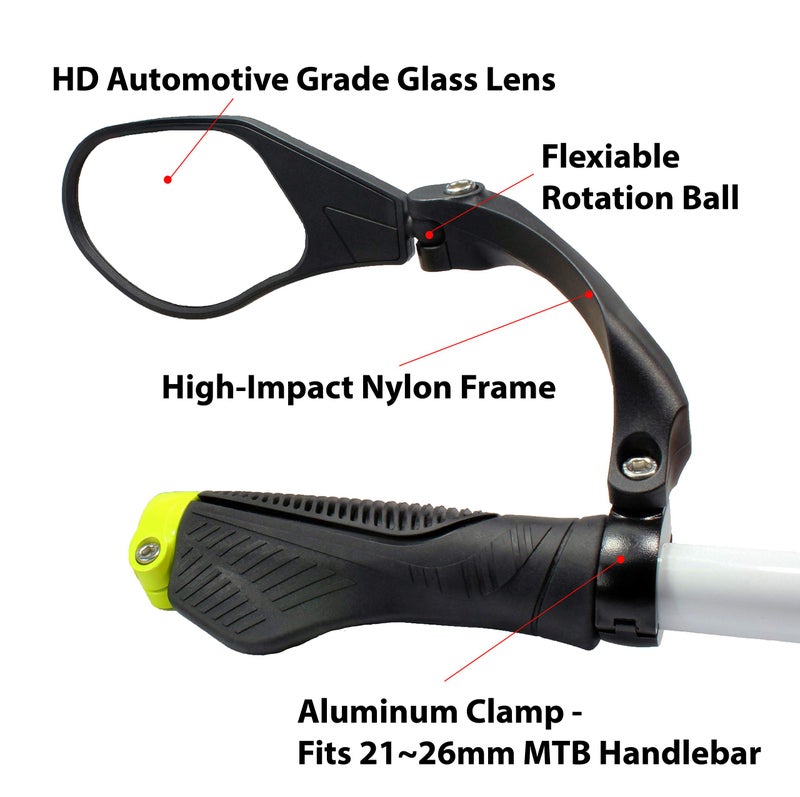 Hafny New Handlebar Bike Mirror, HD,Blast-Resistant, Glass Lens, HF-MR088LS (Left) (HF-M903LS-FR01 (Handlebar Fitting Left Side, Silver Glass)) - Image 1